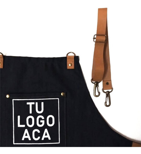 Delantal De Jean Y Cuero Estampado Con Tu Logo X 10 Unidades