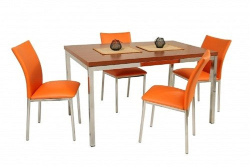 Juego Comedor Combo Mesa Rectangular Milan 1.40 X 80 + 4 Sillas Reforzadas Caño Pintado Directo Y Garantia De Fabrica Cl