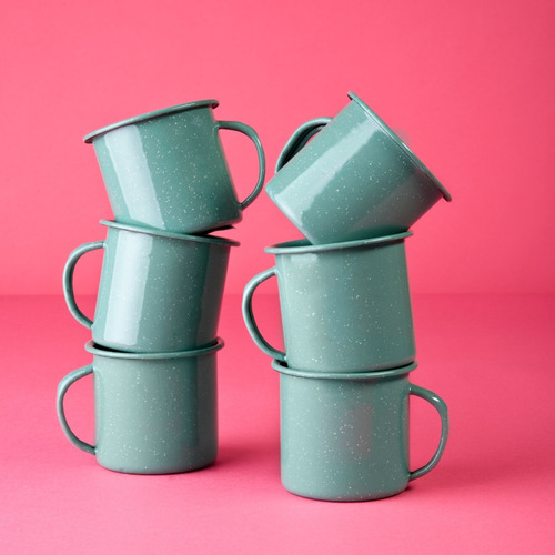Juego De Taza Café De Peltre, 6 Piezas Menta