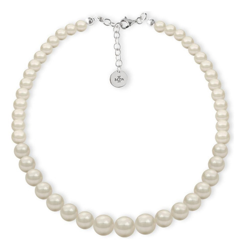 Collar Perlas De Cristal Austriaco Color Crema Plata .925