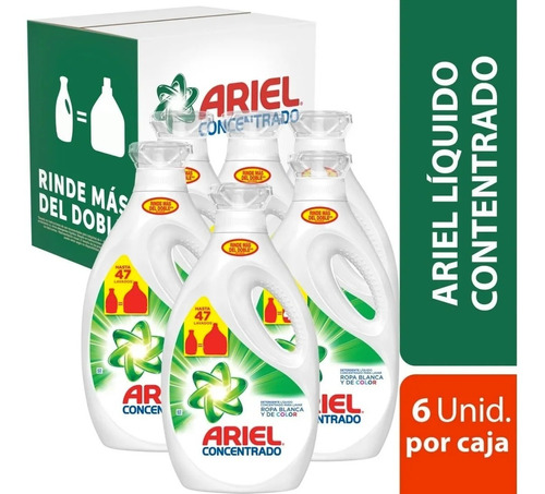 Imagen 1 de 8 de Pack 6 Botellas Detergente Ariel Power Liquid 1,8 Lt