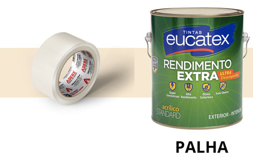 Tinta Acrilica Eucatex Rend Extra + 1 Fita Crepe Adere 48x50 Cor Palha