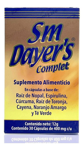 Sm Dayer's 30 Caps Raiz De Nopal, Toronja Cúrcuma Cayena Sabor Sin Sabor