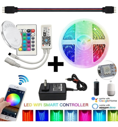 Kit Tira Led Rgb Wifi Completo Audiorritmica Google Home 