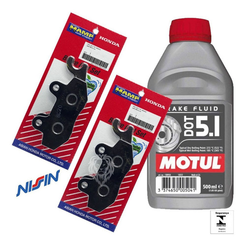 Jg Pastilha Freio Ninja 300 Nissin + Fluído  Dot5.1 500ml