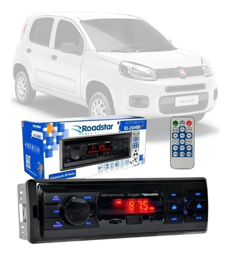 Aparelho Radio Mp3 Fm Usb Bluetooth Roadstar Fiat Novo Uno