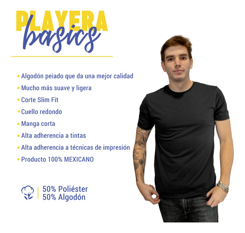 Playera Basica Hombre Premium Cuello Redondo Slim Fit Negra