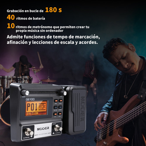 Pedal De Efecto Mooer Ge Mooe100 Multi Efeitos Ge100 Negro