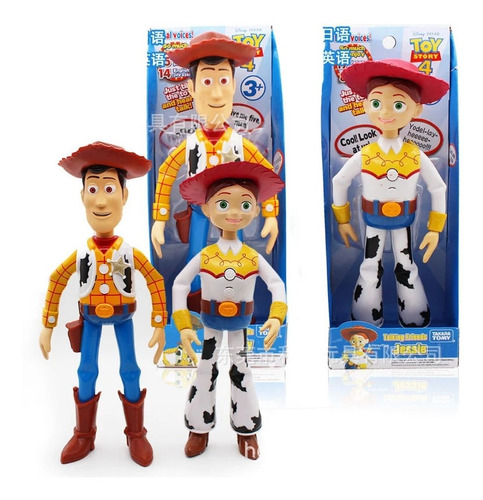 Kit Toy Story Boneco Woody Jessie Fala Chinês 22cm S/ Caixa