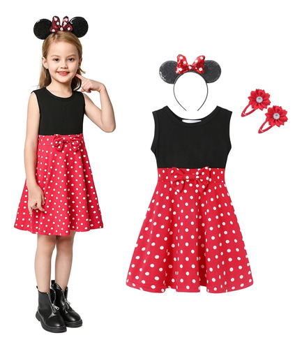 Vestido De Niña Con Dibujos Animados De Minnie Mouse Daisy P