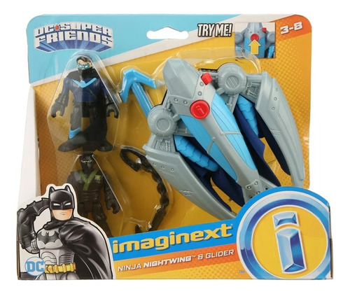 Muñeco Dc Ninja Nightwing Y Glider  - Imaginext Fisher-price