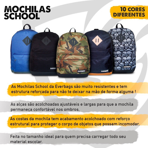 Imagem 9 de 9 de Mochila Bolsa Mala Escolar Funcional Everbags Azul Marinho