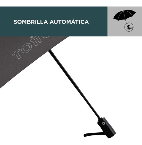 Totto Paraguas - Sombrilla De Bolsillo Automática Umbre241 Negro Liso