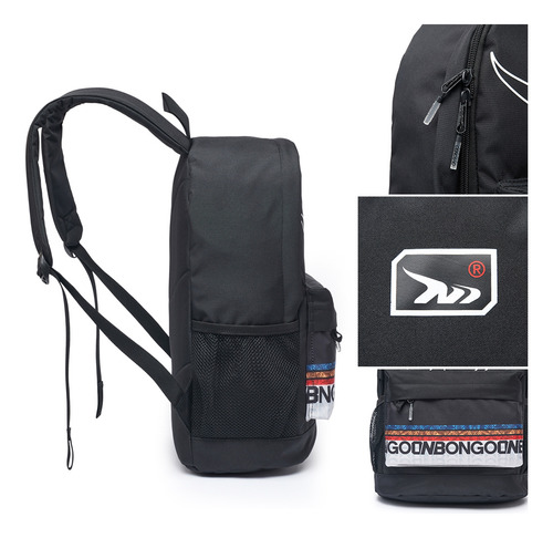 Mochila Reforçada Escolar Faculdade Cor Preto Desenho Do Tecido Lisa