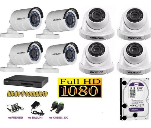 Kit De Video Vigilancia 8 Camaras Full Hd Hikvision 