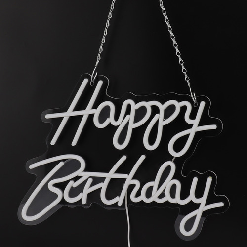 Letrero Romántico De Neón Con Letras Led De Feliz Cumpleaños