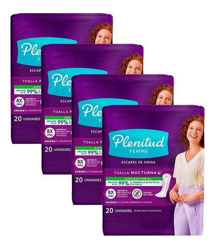 Imagen 3 de 3 de Plenitud Toalla Nocturna Femme X 20 Unidades Pack X 4