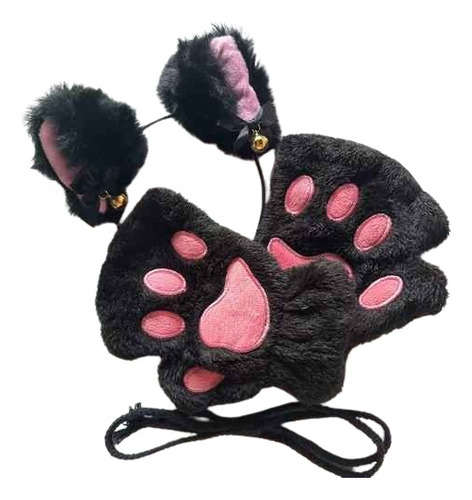 Conjunto De Guantes Y Diadema Con Orejas De Gato