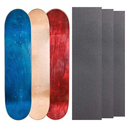 Cal 7 Blank Maple Skateboard Decks Con Grip Tape (blue, Natu