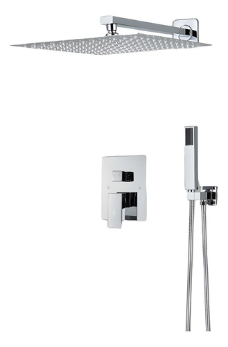 Chuveiro Quadrado Prata 30cm Monocomando C/ Duchinha