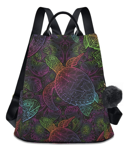 Mochila Alaza Boho Sea Turtle Con Lotos Y Mandala Para Viaje