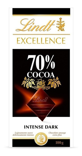 Lindt Excellence 70% Cocoa Chocolate Amargo 100 Gr.