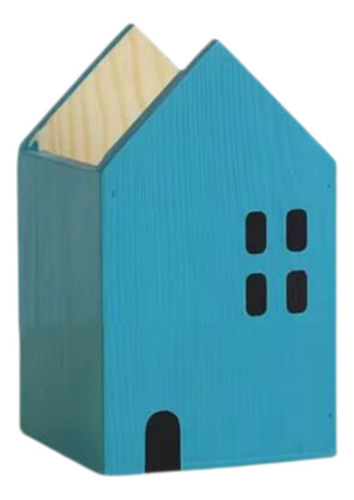 Porta-lápis Para Mesa, Lindo Porta-lápis De Madeira, Azul