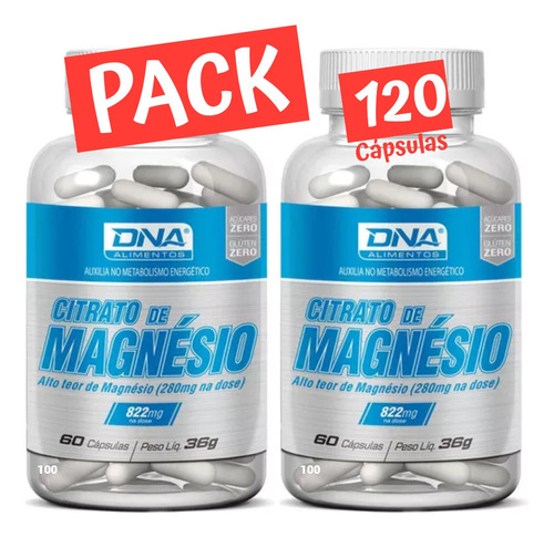 Citrato De Magnesio Concentrado Dna Pack 120 Cápsulas 