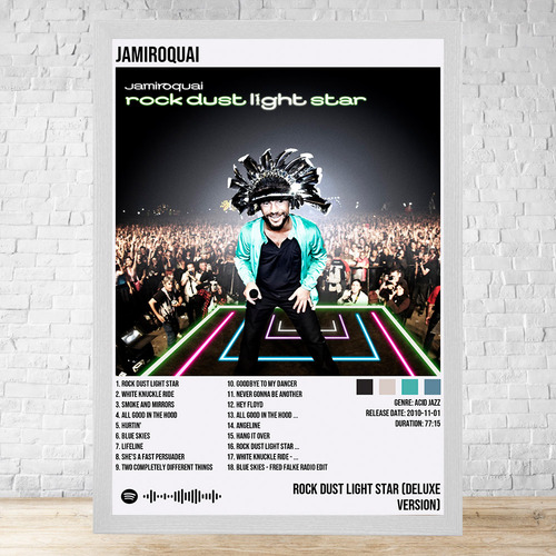 Cuadro Jamiroquai 1 30x40 Con Vidrio Y Marco Madera C863 Blanco Clasico