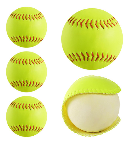 Oeab Softballs De 11 Pulgadas, Paquete De 4 Unidades De Pelo