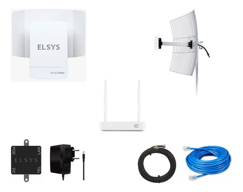 Kit Elsys Amplimax 4g + Antena20dbi 4g + Cabo 15m+ Roteador