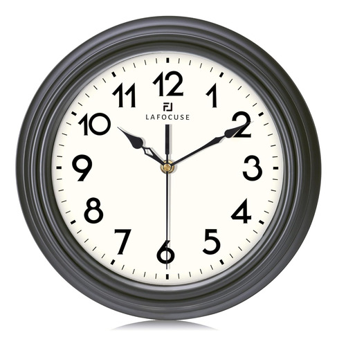 Reloj De Pared Retro Negro Gris De 12 Pulgadas, Sin Tictac, 