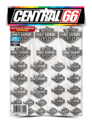 comprar Cartela Adesivo Harley Escudos Branco Preto 2020 2021 2022