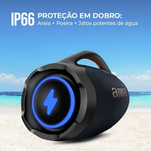 Caixa de Som Boombox Plus AIWA BBS-01-LBL 200W Bluetooth 30H IP66 USB RGB - 9