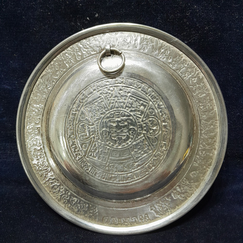 Plato Bañado En Plata, Calendario Azteca Platrado Calendario Azteca (Usado)