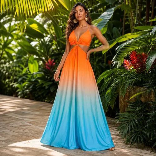 Vestido Longo Feminino Frente Única Degradê Moda Verão P-g Multicolorido Degrade Royal Único
