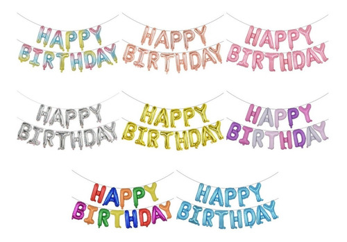 Set Globos Happy Birthday Feliz Cumpleaños 13 Piezas
