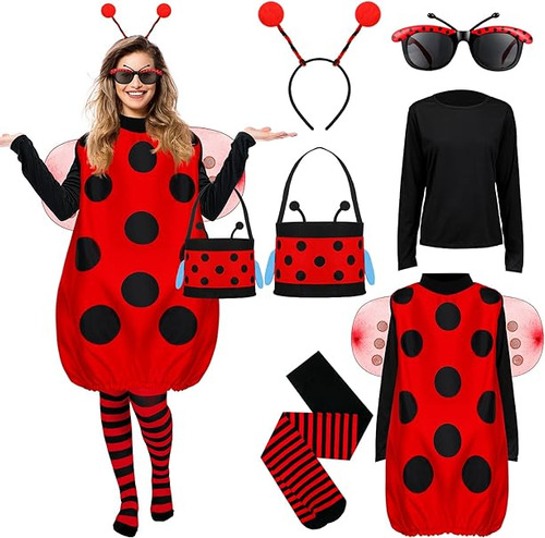 Ladybug Wings Costume Kit Women Halloween Ladybird Girls Cos