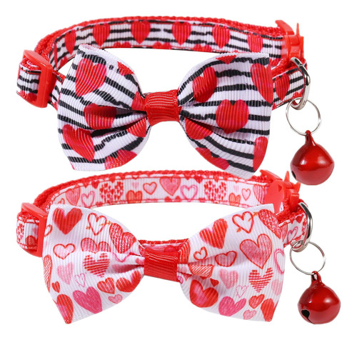 2 Pack Collar De San Valentín Gato,collar Cachorro Cam...