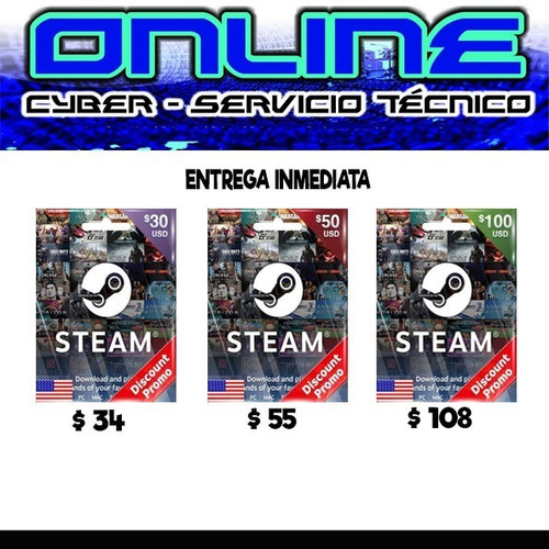 Tarjeta Codigo Para Steam $30-$50-$100 Juegos Para Pc Mac