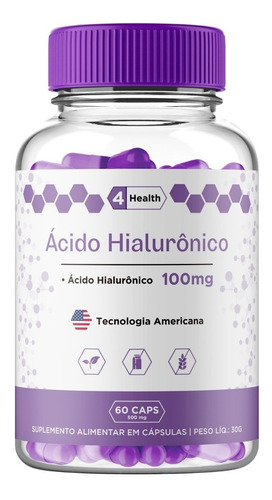 Ácido Hialurônico Pele Renovada100mg 60 Capsulas 4 Health