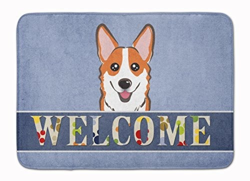 Caroline 's Treasures Bb1440rug  Rojo Corgi  Welcome Alfombr