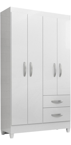 Guarda-roupas Com 4 Portas E 2 Gavetas Multimóveis Cr35138 Cor Branco Brilho