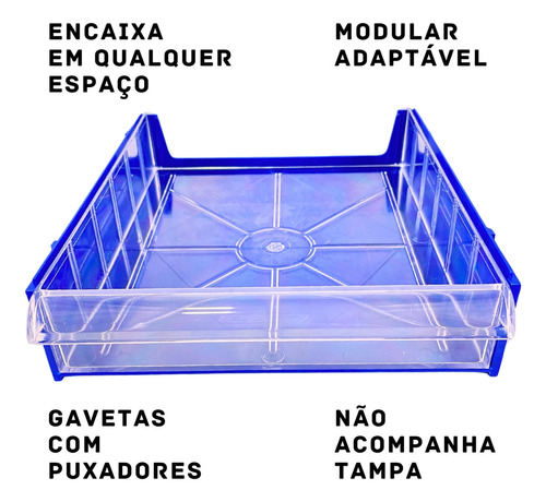 Gaveteiro Organizador Modular Avulso Multiuso Magus Gvt2 Cor Azul 15L