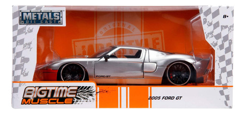 Jada 2005 Ford Gt Silver Con Raya Naranja Bigtime Muscle Die