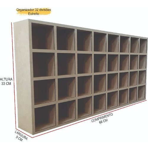 Organizador Colmeia Em Mdf Cru Com 32 Divisórias 