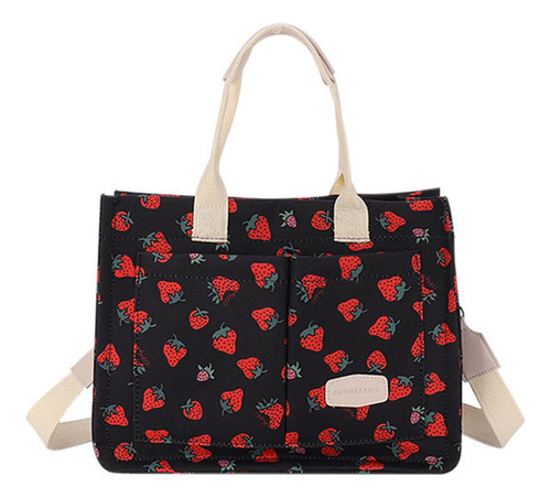 Bolso De Mano Casual Con Estampado De Fresas Lindo A34b