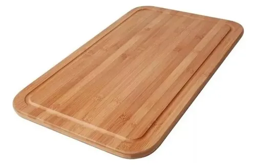 Tabla de cortar carne, 35 x 25 cm, madera maciza de bambú marrón