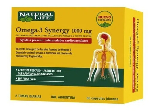 Natural Life Omega-3 Synergy Chia + Fish Oil X 60 Caps Sabor Sin sabor