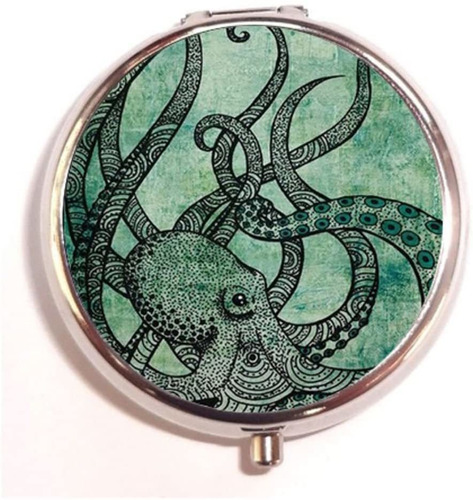 Cool Octopus Color Custom Round Silver Pill Box Pocket 2.1 I